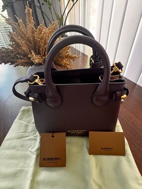 Burberry Burgundy Leather Mini Satchel with Gold Hardware
